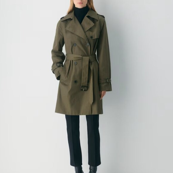 NWT Aritzia New The Finch Mid Trench Coat - City Twill Olive L - Picture 1 of 12